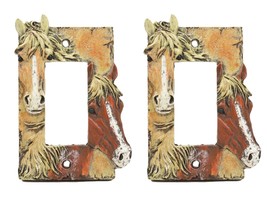 Rustic Western Chestnut Palomino Horses Single Gang Rocker Switch Cover Set Of 2 - £19.97 GBP