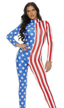 Sexy Forplay American Patriotic Flag Zipfront Jumpsuit Catsuit Costume 1... - $56.99+