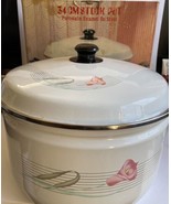 Vintage 16-Quart Enamel Steel Stock Pot Fine Porcelain Classics Pink Mar... - $45.26 CAD
