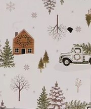 Peva Tablecloth,52&quot;x90&quot; Oblong (6-8 Ppl) Winter,Christmas Trees &amp; White Truck,Ww - £11.83 GBP