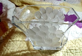 Vintage Bohemian Czech Republic Lead Crystal Tulips Bowl Vase Hand Cut 8 Inch - £31.59 GBP