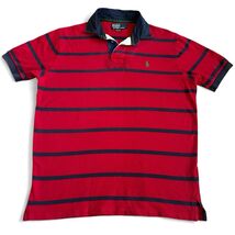 Vintage Polo Ralph Lauren Men’s Polo Shirt Sz L Red Blue Striped Cotton ... - $15.79