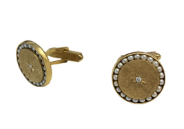 Lucien Piccard Sophisticated Cufflinks in Gold with Pearls - £893.16 GBP