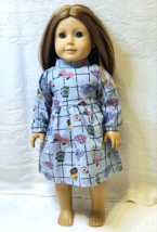 New! Long-Sleeve DRESS ~ Blue w/ Cute Print ~ Clothes for 18&quot; Doll FREE ... - £10.26 GBP