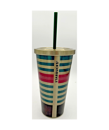 Starbucks Dot Green Pink Lines Stainless Steel Cold Cup Tumbler 16 oz - $25.65