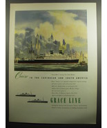 1951 Grace Line Cruise Ad - Santa Rosa Leaving New York Harbor - £14.54 GBP
