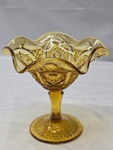 Vintage IMPERIAL GLASS Ohio DAISY &amp; BUTTON Footed Pedestal Compote / Can... - $21.58