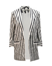 Alice + Olivia Vertical Striped Blazer In Black And White Cotton Women M S - £112.37 GBP