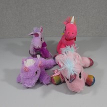 Mixed Lot 4 Plush Unicorns Pink Purple Dan Dee Galerie Sparkle Glitter Stuffed - £11.54 GBP