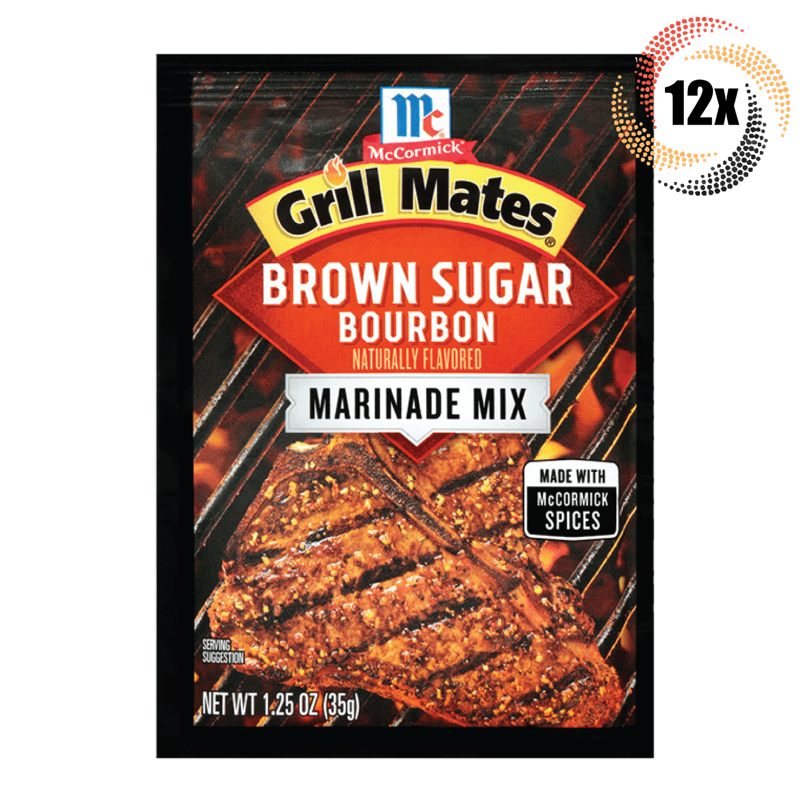 Full Box 12x Packets McCormick Grill Mates Brown Sugar Bourbon Marinade | 1.25oz - $36.20