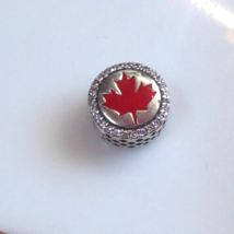 Pandora 925 Ale  Red Enamel Canada Maple Leaf Charm W/Stones - $123.75