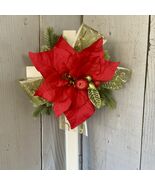 Christmas Cemetery Cross: Poinsettia grave flowers, Winter Grave Decoration - $36.23 CAD