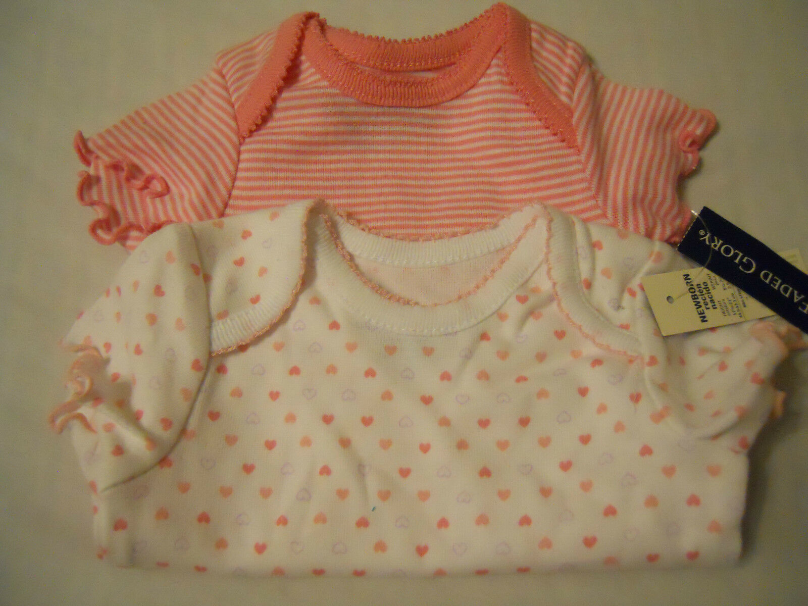 Girls Creeper  Newborn Pink White Stripe Hearts - $6.99