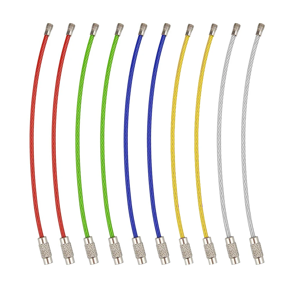10 Pack Multi Color Stainless Wire Keychain Cable 6 Inch1.5mm Stainless Steel Ke - £45.12 GBP