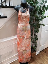 Esley Orange Paisley Polyester Scoop Neck Sleeveless Maxi Dress Large - £24.55 GBP