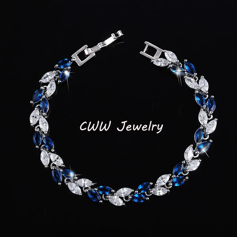 The New Summer Design White Gold Color Austrian Royal Blue Crystal Bracelets for - £17.63 GBP