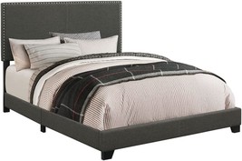 Simple Relax Nailhead Upholstered Bed, Eastern King, Charcoal - £299.80 GBP