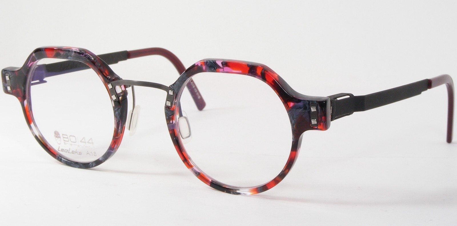 LeaLeks BO44 A18 43 01E Rouge Étain Rose Transparent/Gris Unique Lunettes - $214.82