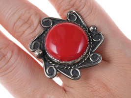 sz11 Vintage Native american red jasper ring - $57.17