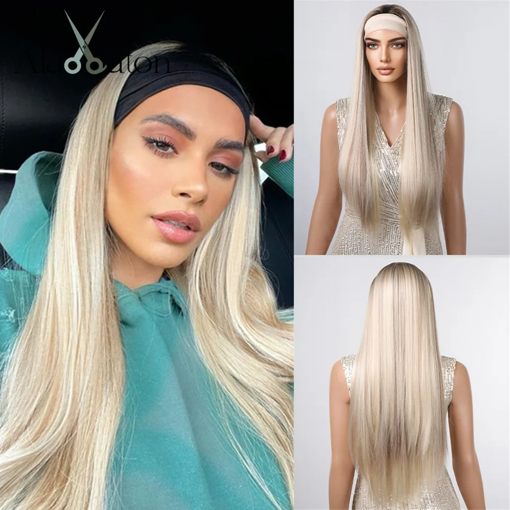 ALAN EATON Long Blonde Synthetic Headband Wig Ombre Blonde Straight Hair Wi - £15.86 GBP+
