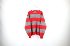 Vintage 90s Ralph Lauren Mens XL Striped Color Block Wool Cable Knit Sweater - £63.57 GBP