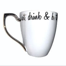 Eat drink &amp; be thankful white gold coffee tea mug Thanksgiving - £4.74 GBP