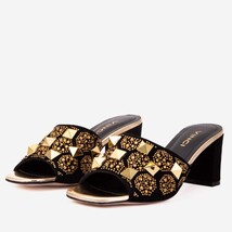 The Chantilly Black Glitter Leather Women Sandal image 4