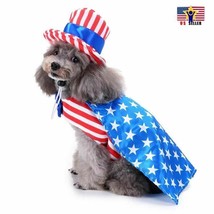 American USA Flag Pet Costume Cute Uniform Dress Up Cat Dog Cosplay Hall... - £6.17 GBP+