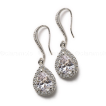 Poire Coupe Moissanite Goutte / Pendantes Oreilles Solide 14K or Blanc 3.50 CT - $683.70