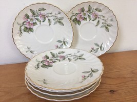 Set 6 Vintage Syracuse China Apple Blossom Flowers Tea Cup Saucers Plate... - £47.17 GBP