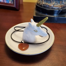 Unicorn Ring Dish, Ceramic Jewelry Holder Trinket Tray with Golden Horn Unicorn image 5