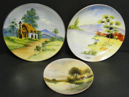 Handpainted Plates Scenes Japan Lot of 3 - £23.95 GBP