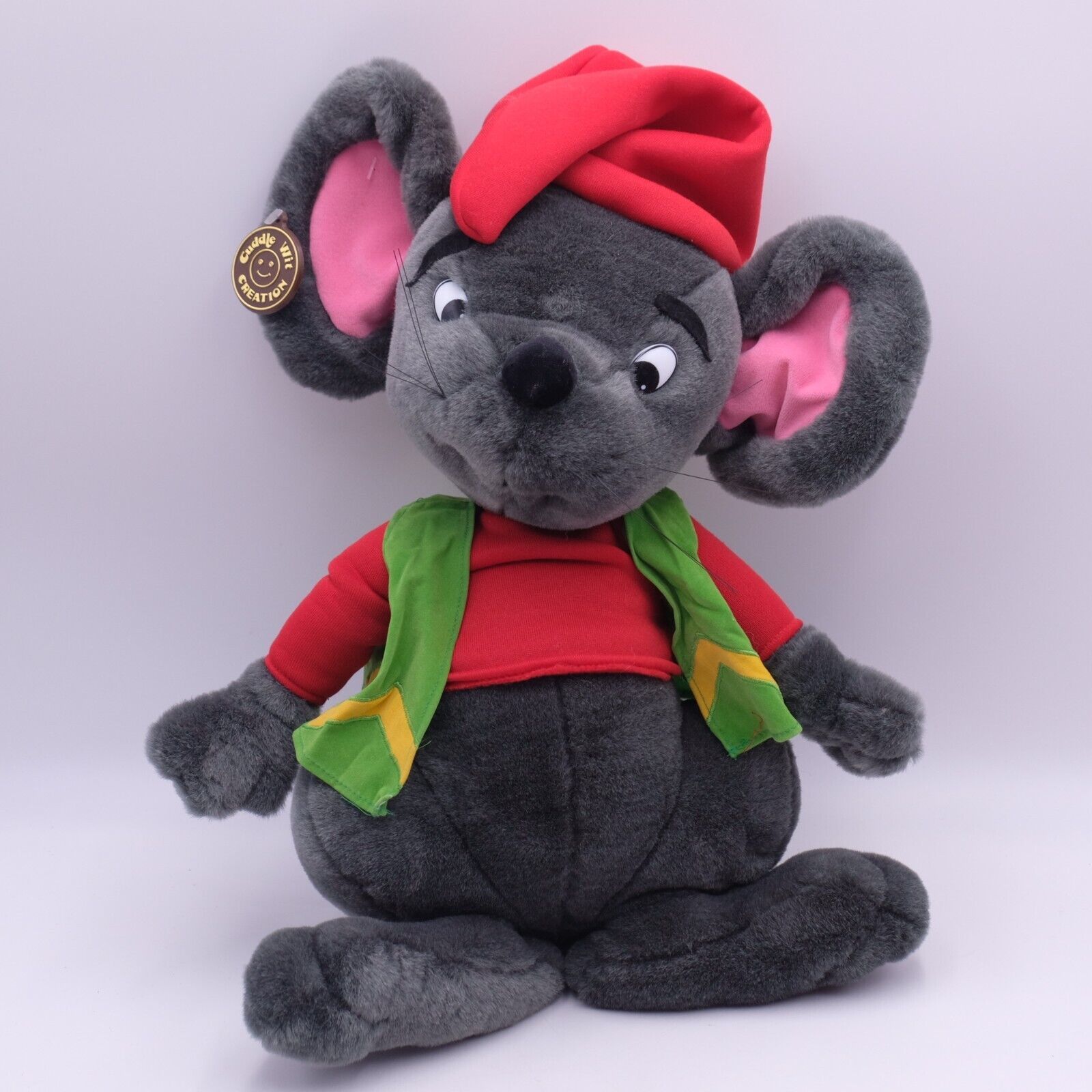 Primary image for Cuddle Wit Vintage 15” plush Mouse with Red Hat shirt Green vest stuffed