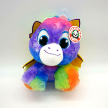 Peek a Boo Toys Dippy the Dragon Neon Rainbow 10&quot; Tall Stuffed Animal Gift Clean - £11.74 GBP