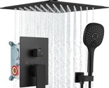 Aolemi Ceiling Mount 12&quot; Matte Black Shower System Rain Shower Head, In ... - $185.96