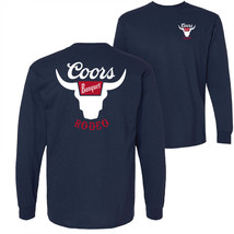 Coors Banquet Rodeo Horns Navy Front and Back Print Long Sleeve Shirt Blue - £34.71 GBP+