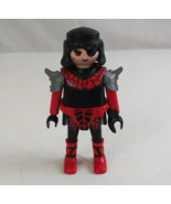 2002 Geobra Playmobil Medieval Red &amp; Black Head Knight 2.75&quot; Toy Figure - $20.15 CAD
