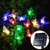 2 Pack 12.5Ft Led Solar Fairy String Lights Butterfly Waterproof Garden Decor - £23.17 GBP