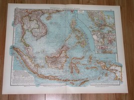 1930 Original Vintage Map Of Indonesia Singapore Thailand Vietnam Philippines - £30.06 GBP