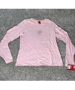 Girls Tee Snowflake Shirt Pink Long Sleeve Size Small Silver - £7.40 GBP