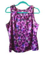 Women&#39;s Banana Republic Sleeveless Tank Top Purple Floral Sheer Size Pet... - $206.79 MXN