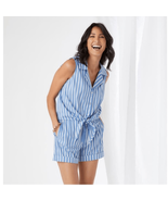 Karen Kane Sleeveless Tie Front Shirt, Button Up, Blue/White, Large, 12/... - $1,106.69 MXN
