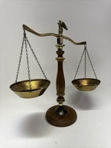 Mid-century Brass &amp; Wood  “Scales of Justice” Libra w/Eagle 17.5 Tall 12 Wide - £74.68 GBP