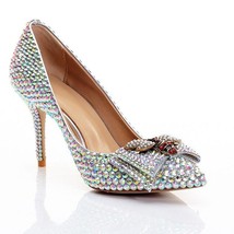 ladies high heel shoes crystal Rhinestone pointed toe lady high heel shoes women - £186.92 GBP