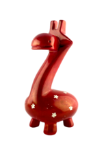 Red Giraffe Figurine Soap Stone Afrikiko Style Kenya Hand Carved 7.5 in. Tall  - £23.56 GBP