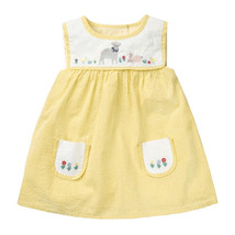 NEW Embroidered Farm Sheep Bunny Girls Yellow Collar Dress 2T 3T 4T 5T 6 7 - £10.27 GBP