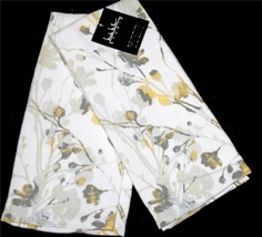 2 Nicole Miller Yellow-Gold Grey Silhouette Flowers Textured Kitchen Tow... - $18.99
