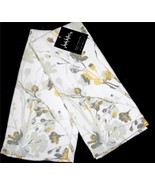 2 Nicole Miller Yellow-Gold Grey Silhouette Flowers Textured Kitchen Tow... - $26.05 CAD
