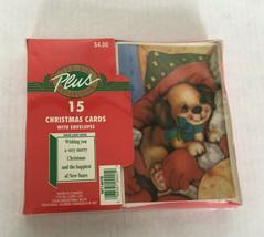 Vintage til sil plus collection  Christmas greeting cards puppy on santa... - $19.75