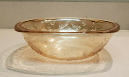 Vintage Federal Glass Madrid Amber Floral Pattern Vegetable Serving Bowl - $9.85